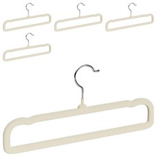 無痕防皺防滑植絨褲架 5件組, 1個, 米白色