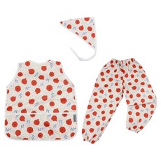 BEBE CHOUETTE 圍裙 + 頭巾 + 防水褲 套裝, 石榴