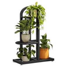 Othem室內客廳花盆整理架, 黑色, 3層