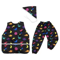 BEBE CHOUETTE 圍裙 + 頭巾 + 防水褲 套裝, 霓虹恐龍
