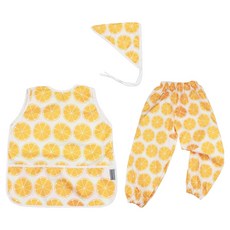 BEBE CHOUETTE 圍裙 + 頭巾 + 防水褲 套裝, 橘子狂熱