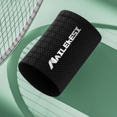 NAILEKESI 耐力克斯 運動手腕帶跑步吸汗毛巾 2入, 黑色, 2個