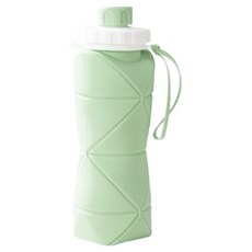 스포츠 휴대하기 편한 접이식 실리콘 휴대용 물통, 그린, 1개, 600ml