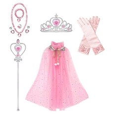 마메 생일 파티 공주님 의상 + 티아라 풀세트, 핑크, 1세트