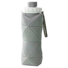 스포츠 휴대하기 편한 접이식 실리콘 휴대용 물통, 그레이, 1개, 600ml