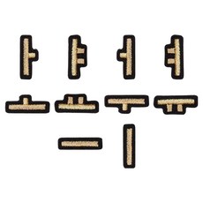 ButtonKing 熱接著式刺繡韓文母音臂章貼片10件組, 1套, 金色