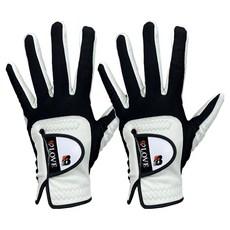 9LOVE 男款大尺碼皮革高爾夫手套 左手用, 黑色 + 白色, 2個