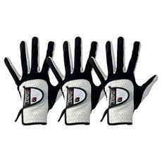 9LOVE 男款大尺碼超細纖維高爾夫手套 左手用, 黑色 + 白色, 3個