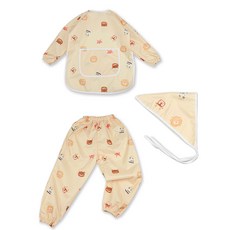 BEBE CHOUETTE 圍裙美術罩衫 + 頭巾 + 防水褲套裝, 啾啾樂園