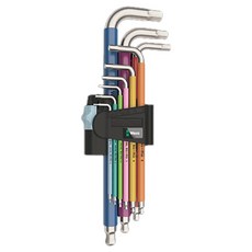 Wera 彩色不鏽鋼六角扳手組 3950 / 9 六角不鏽鋼球頭扳手組 022669, 1個