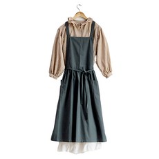 inbloom 防水亞麻連身圍裙, 午夜綠, 1個