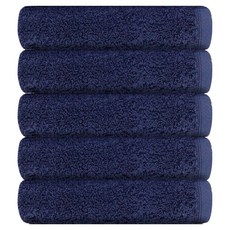 40支精梳棉柔軟毛巾 180g, 5個, 深藍色