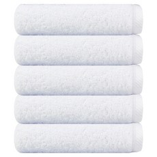 40支精梳棉柔軟毛巾 180g, 5個, 白色