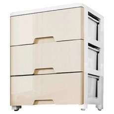 Tiger Pavilion 客廳/臥室抽屜式儲物櫃 家用/衣服/雜物塑膠收納櫃 502544, 卡其色, 3層