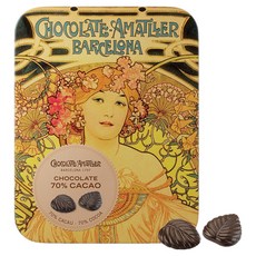 CHOCOLATE AMATLLER 70%可可黑巧克力 鐵盒 隨機出貨, 60g, 1個