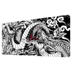 쇼핑닥터 타투 드레곤 대형 게이밍 가정용 논슬립 마우스장패드 300 x 700 x 2 mm, 블랙 소울 드래곤, 1개