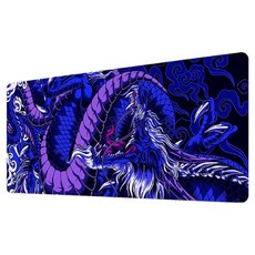 쇼핑닥터 타투 드레곤 대형 게이밍 가정용 논슬립 마우스장패드 300 x 700 x 2 mm, 네온 샤인 드래곤, 1개