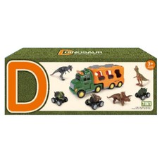 Jumon兒童款恐龍公仔 3入+卡車 大+卡車 迷你 3入玩具組, 1套, 混色