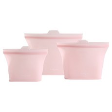 이지실리 軟式可站立矽膠夾鏈袋 500ml + 1000ml + 1500ml 套組, 粉紅色, 1套