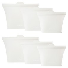 EASYSEALY 柔軟站立式矽膠保鮮袋 500ml + 1000ml + 1500ml 套組, 白色, 2套