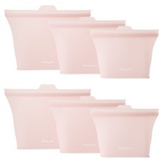 EASYSILLY 柔軟站立式矽膠夾鏈袋 500ml + 1000ml + 1500ml 套組, 粉紅色, 2套