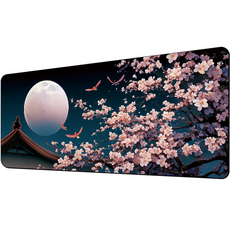 쇼핑닥터 벚꽃 논슬립 초대형 사무용 게임용 가정용 마우스패드 300 x 600 x 3 mm, 달빛에 물든 벚꽃, 1개