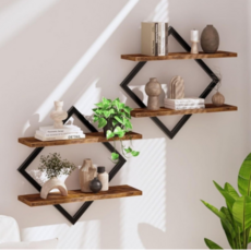 LALA DAY 多用途牆壁置物架 2入, 黑色, 2層