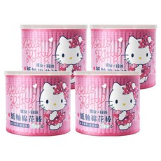 Sanrio 三麗鷗 Hello Kitty 螺旋 + 圓頭紙軸棉花棒, 300支, 4盒