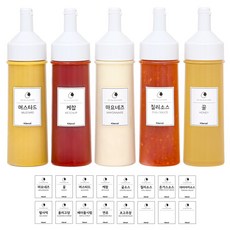 키텐실 원웨이 원터치 소스통 화이트 5p + 모던소스 스티커 16p 세트, 1세트