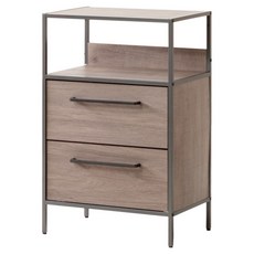 Amos 亞摩斯 布藝木紋二抽層架收納櫃, 桃木紋