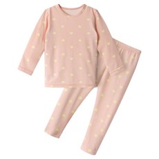 unifriend 兒童萊姆蜜桃暖刷毛九分發熱家居服上下套裝