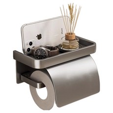 mootagonglivingmarket 堅固的現代感掀蓋式浴室衛生紙架, 1個, 灰色