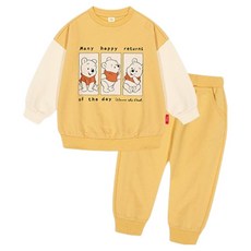 milkmile 迪士尼寶寶 小熊維尼 袖子拼色 上下衣套裝