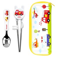 kitchen U Bulreungbureung小不鏽鋼湯匙筷子餐具組, 1套, 湯匙 + 筷子 + 餐具盒, 混合顏色