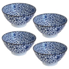 Plitvice 西海陶瓷 陶瓷麵碗 花莖, 藍色, 4個