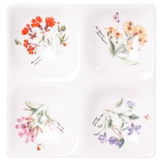 復古經典陶瓷4格分隔盤 小款, 1個, 法式花園