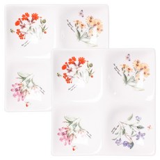 復古經典陶瓷4格分隔盤 小款, 2個, 法式花園