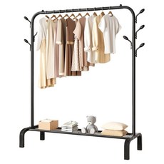 와이홉 다용도 스탠드 행거 싱글 7후크 선반망, 블랙