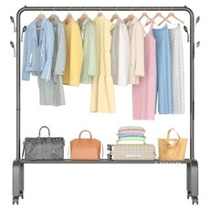 와이홉 다용도 스탠드 행거 이동식 싱글 코트 후크, 블랙