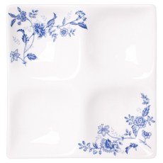 復古經典陶瓷4格分隔盤 小款, 1個, 皇家藍