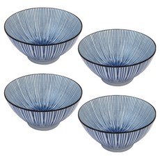 Plitvice 西海陶器 陶瓷條紋麵碗, 藍色, 4個