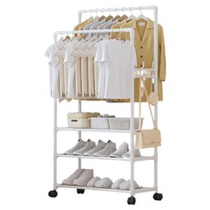 와이홉 심플 다기능 옷걸이 행거 이동식 3단, 화이트