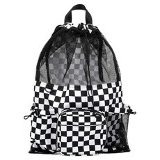 REALLYGOODSWIM 棋盤格網眼後背包, 黑白色