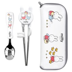 kitchen U Miffy小不點不鏽鋼湯匙筷子餐具組, 1套, 湯匙 + 筷子 + 餐具盒, 混合顏色