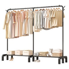 와이홉 튼튼한 철재 스탠드 행거 싱글, 블랙