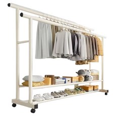 와이홉 튼튼 이동식 특대형 대용량 행거 더블 이중 발판, 화이트