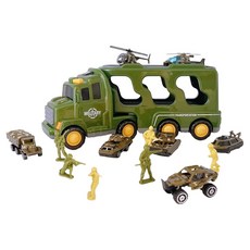 兒童燈光音效迴力運輸卡車 + 迷你車組, 1組, 綠色