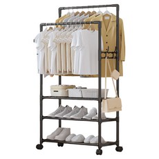 Why Hop簡約多功能衣架 衣架 移動式 3層, 黑色