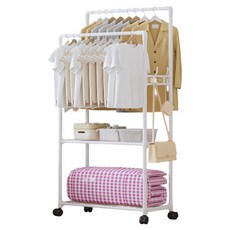 Why Hop簡約多功能衣架 衣架 移動式 2層, 白色