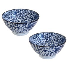 플리비체 서해도기 도자기 면기, 블루 꽃줄기, 2개